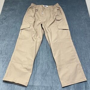 The Hub Cargo Pants Mens 36 Khaki Double Knee Straight Leg Workwear Outdoor
